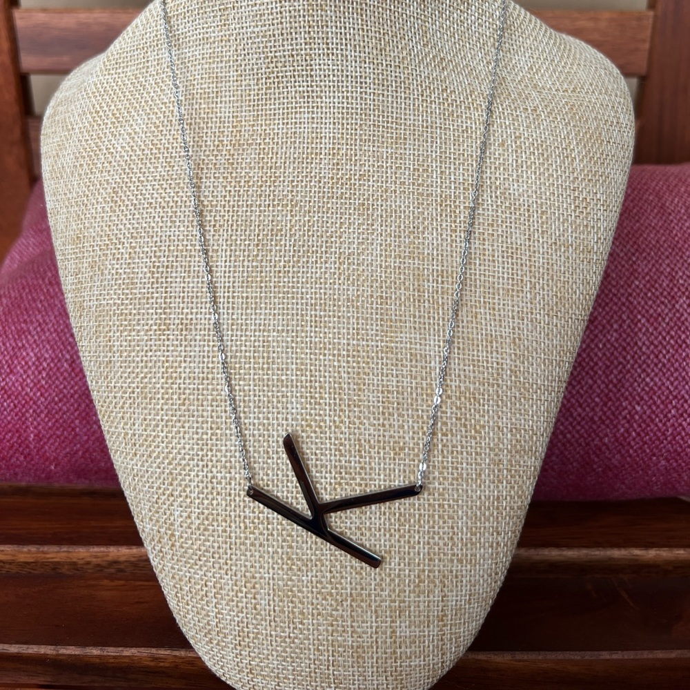 *BRAND NEW* Stainless steel silver letter K necklace!
